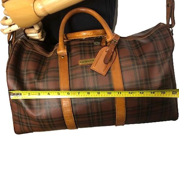RALPH LAUREN Tartan Plaid Boston Duffle Travel Tote Shoulder Bag 40cm - Picture 11 of 16